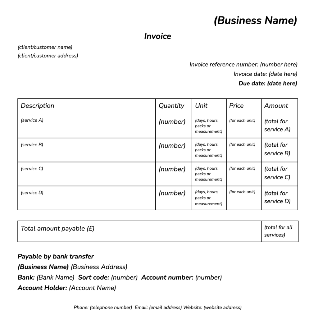 Invoice As A Self employed Cleaner With Template Countingup