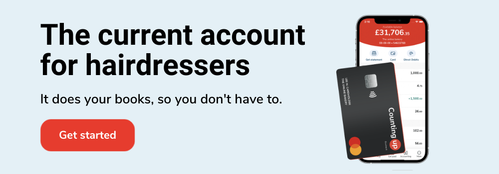 the current account for hairdressers. It does your books, so you don't have to. Get started.