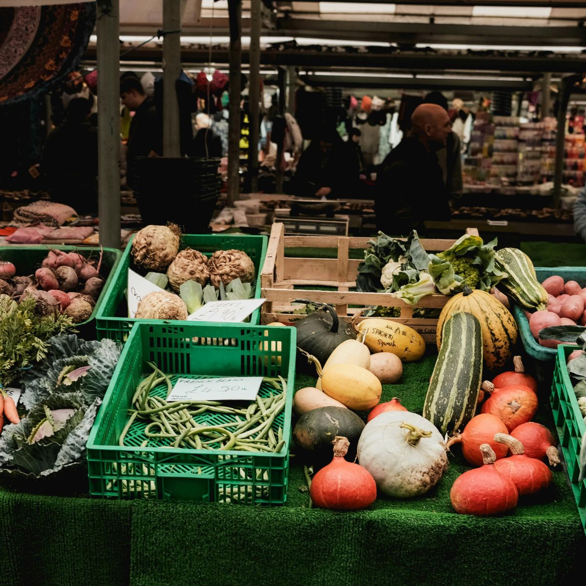 Market stall selling fruit and vegetables